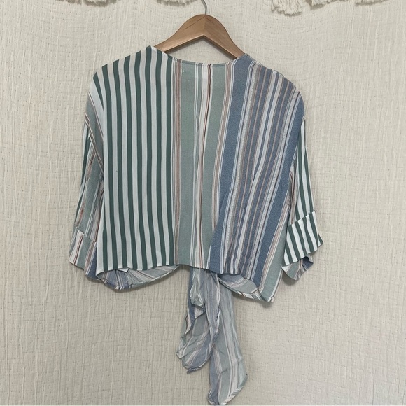 Mustard Seed Multicolor Overlay Top/ Wrap Blouse S - Picture 2 of 4